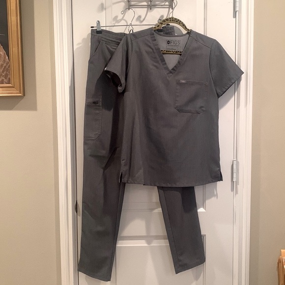 Figs Other Figs Grey Scrubs Set Size S With Turquoise Drawstring